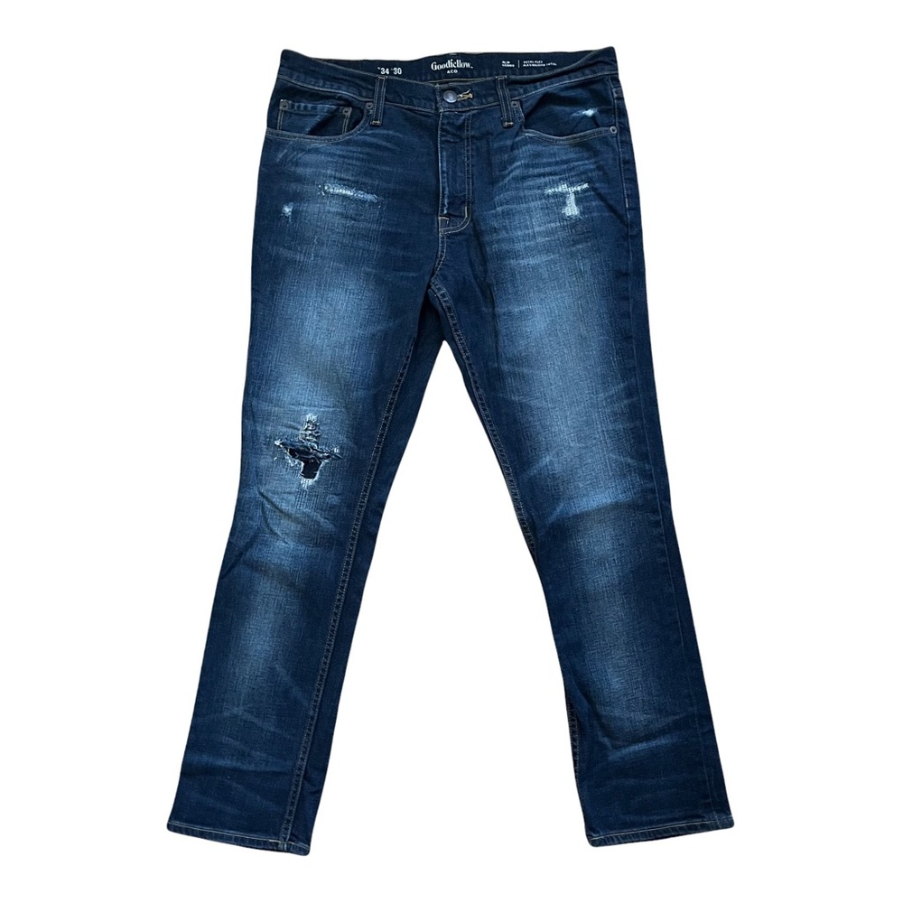 Goodfellow & Co Total Flex Slim Jeans Sz 34 X 30 Distressed Blue Stretch